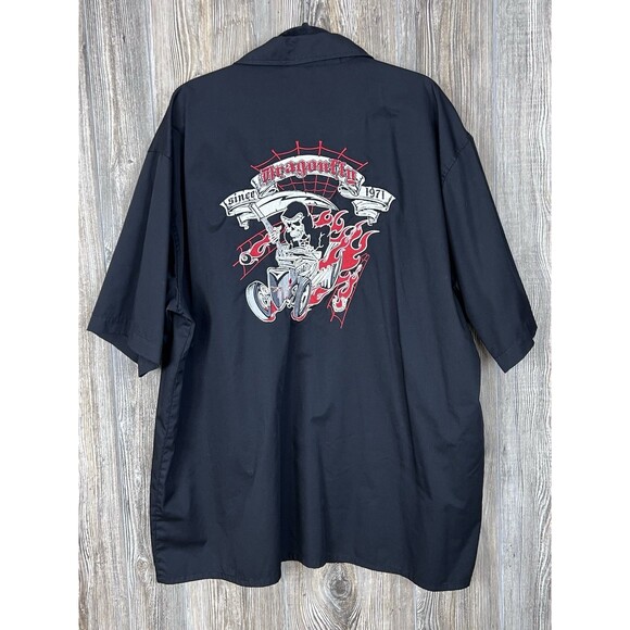 Dragonfly Roadhouse Black Front Snap Utility Shirt Mens 3XL Motorcycle Biker - Picture 1 of 11